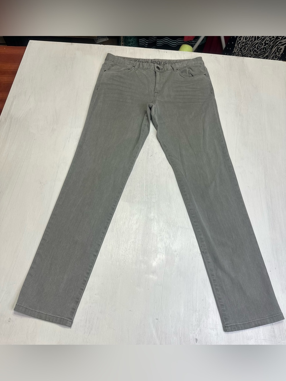 Calvin Klein Jeans Boyfriend Gray Denim Pants Women’s Size 10 Stretch - Picture 2 of 13